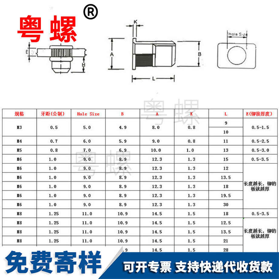 小沉頭鉚螺母 小沉頭鉚螺母